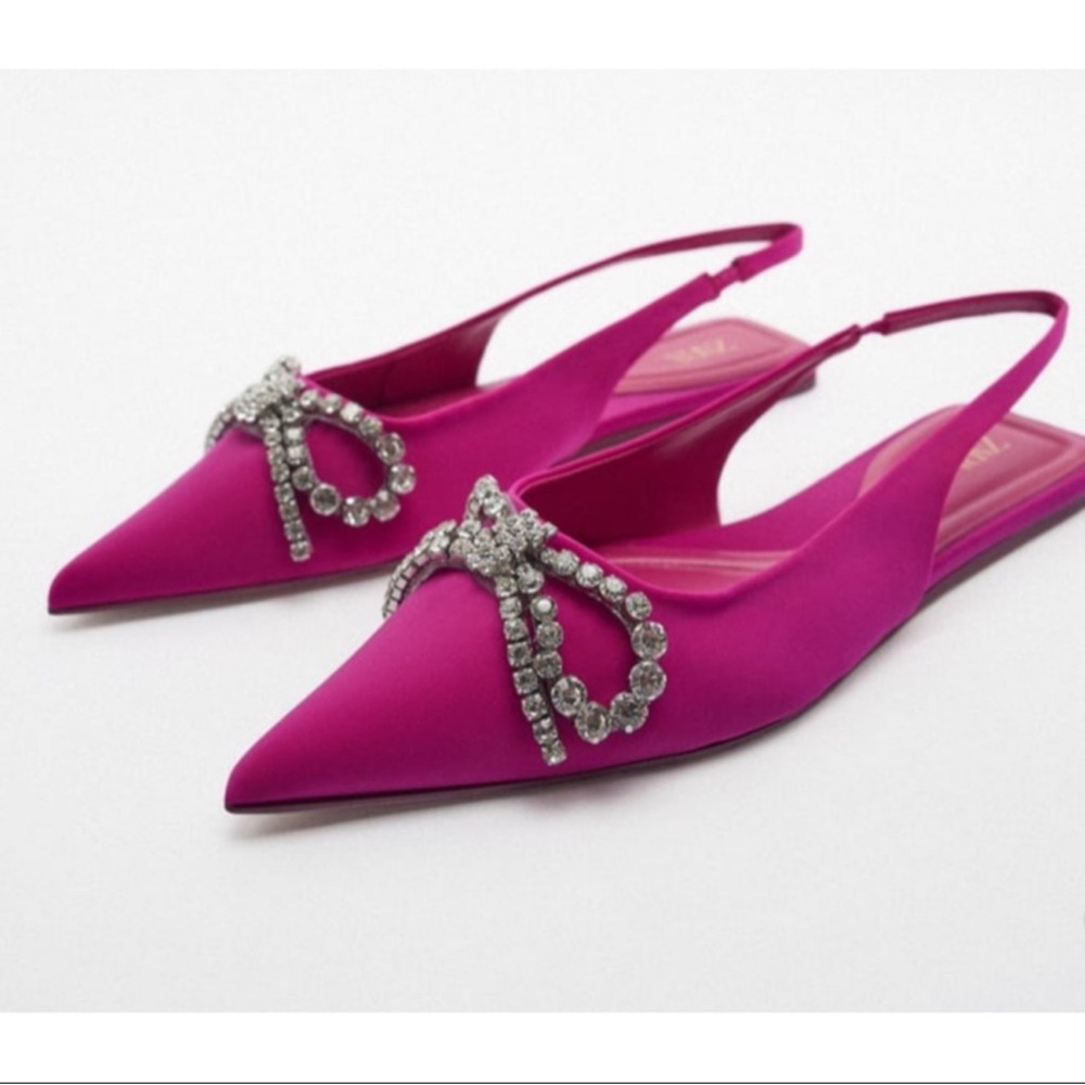 ZARA: embellished bow flat mules